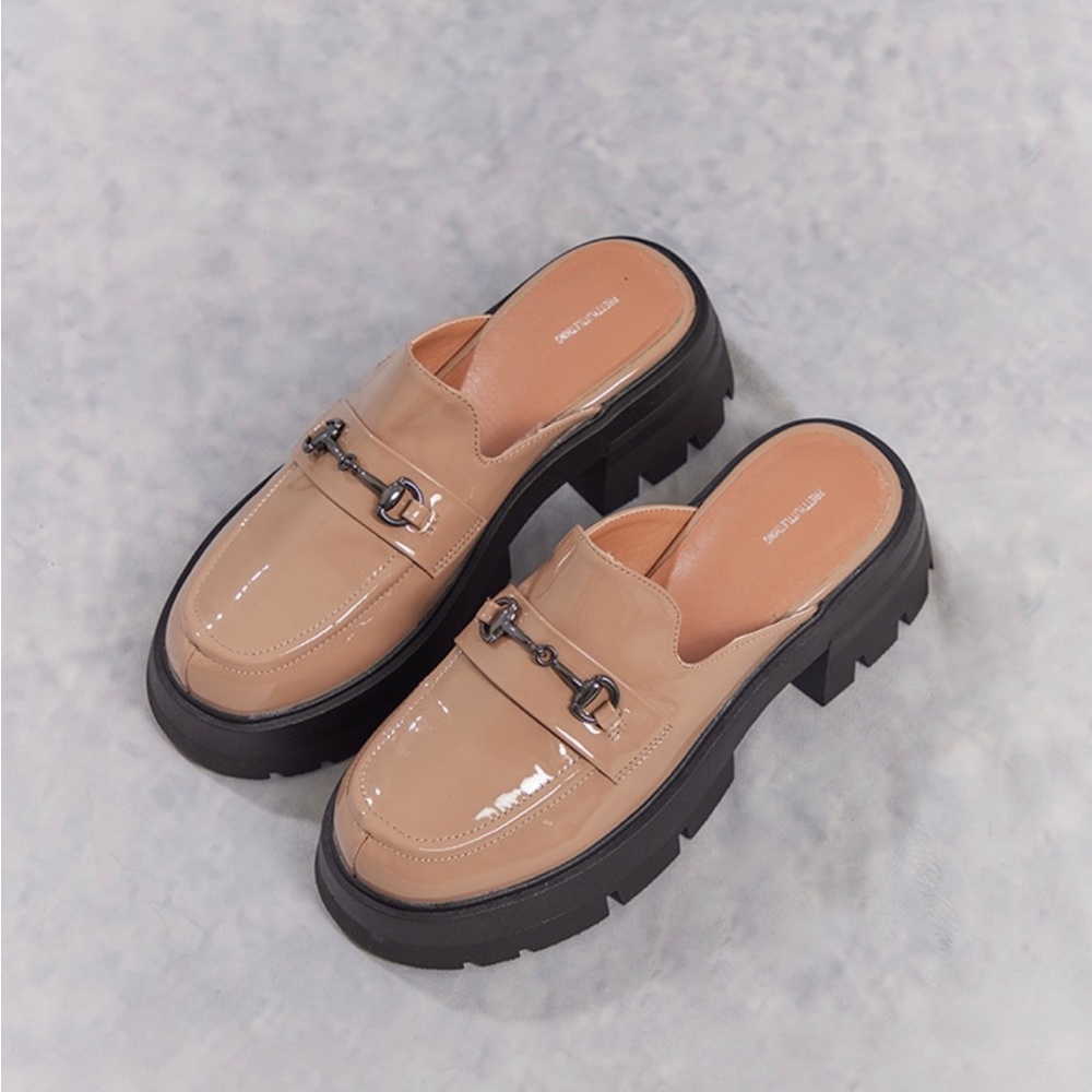 PLT nude platform slip on loafers